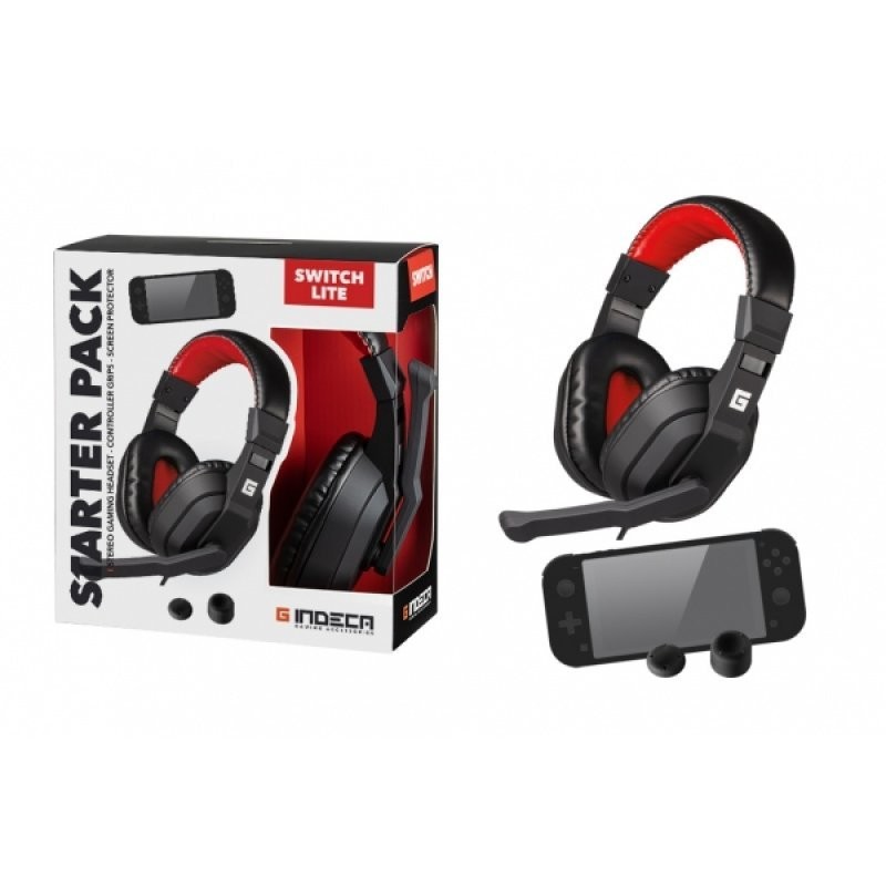 Headset INDECA Nintendo Switch Lite (Starter Pack - Preto e Vermelho)