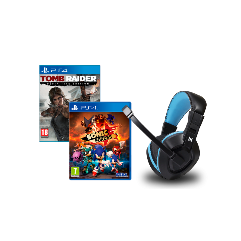 Headset Indeca + Sonic Force + Tomb Raider Defitive Ed. PS4 Headset Indeca + Sonic Force + Tomb Raider Defitive Ed. PS4