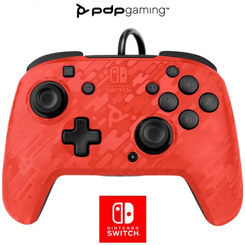 Comando PDP Faceoff Deluxe Camo Vermelho Nintendo Switch (com fios)