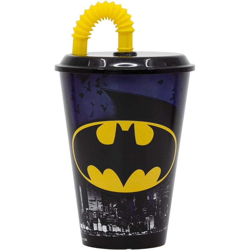 Copo 430 ML com Tampa e Palha - Batman Copo 430 ML com Tampa e Palha - Batman