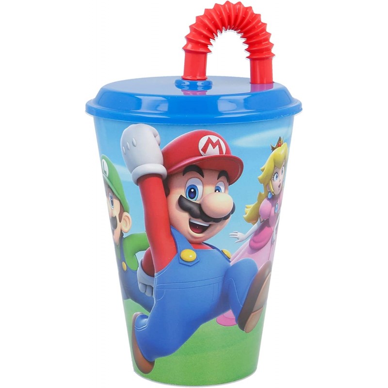 Copo 430 ML com Tampa e Palha - Super Mario Copo 430 ML com Tampa e Palha - Super Mario