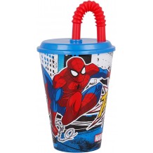 Copo 430 ML com Tampa e Palha - Spider-man