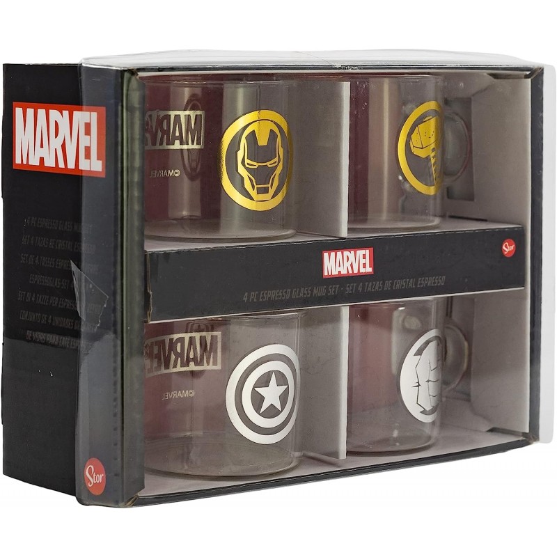 Conjunto 4 Chávenas de Vidro - Marvel Conjunto 4 Chávenas de Vidro - Marvel