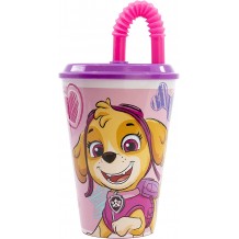 Copo 430 ML com Tampa e Palha - Paw Patrol Girl Sketch Essence