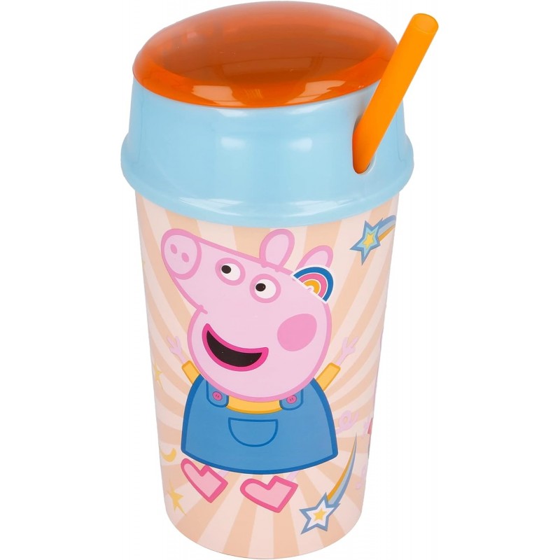 Copo 400 ML com Compartimento e Palha - Peppa Pig Copo 400 ML com Compartimento e Palha - Peppa Pig