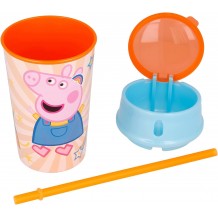 Copo 400 ML com Compartimento e Palha - Peppa Pig