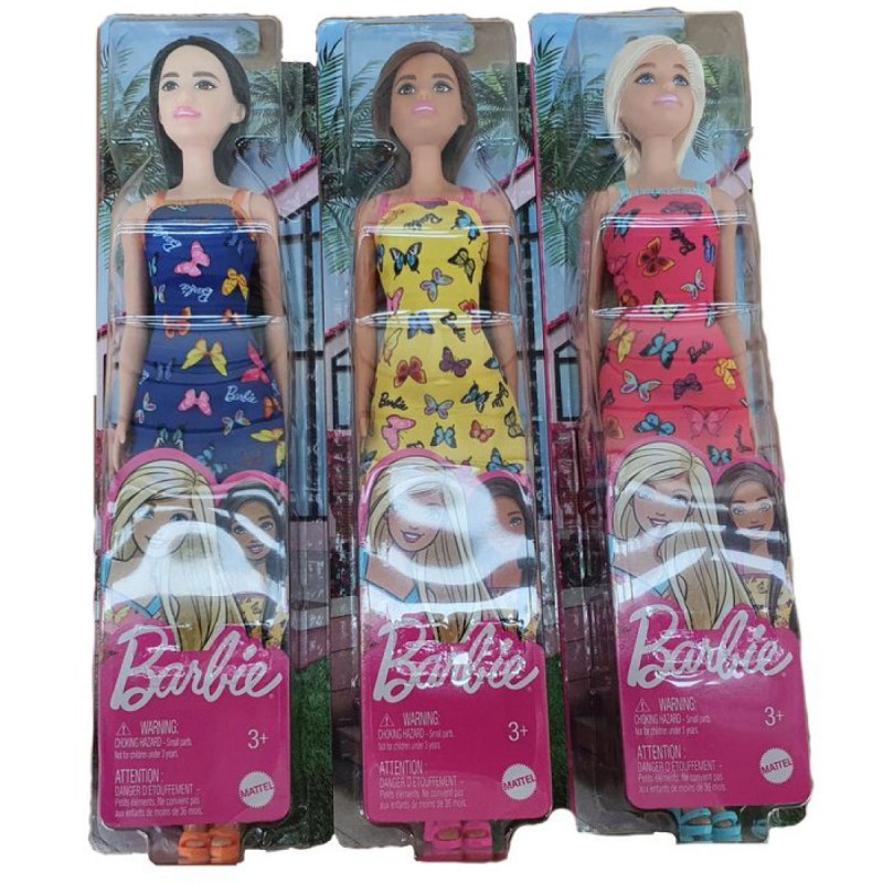 Boneca Barbie Fashion Básica Vestido Borboletas Mattel : :  Brinquedos e Jogos