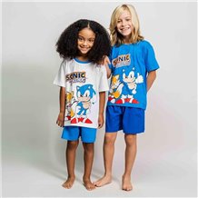 Pijama Curto Infantil - Sonic The Hedgehog & Tails