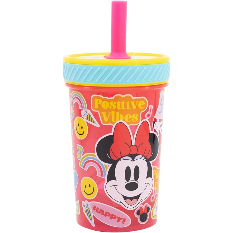 Copo Anti-Queda 370ml com Tampa e Palha - Minnie Positive Vibes Copo Anti-Queda 370ml com Tampa e Palha - Minnie Positive Vibes