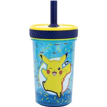 Copo Anti-Queda 370ml com Tampa e Palha - Pokémon