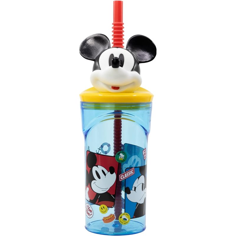 Copo 3D com Tampa e Palha 360 ML - Mickey Copo 3D com Tampa e Palha 360 ML - Mickey