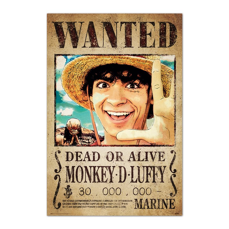 Poster One Piece Netflix - Wanted Monkey D. Luffy