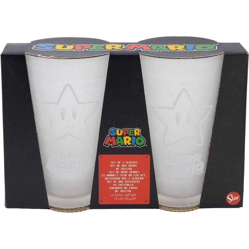 Conjunto 2 Copos Vidro 490 ML - Super Mario Conjunto 2 Copos Vidro 490 ML - Super Mario