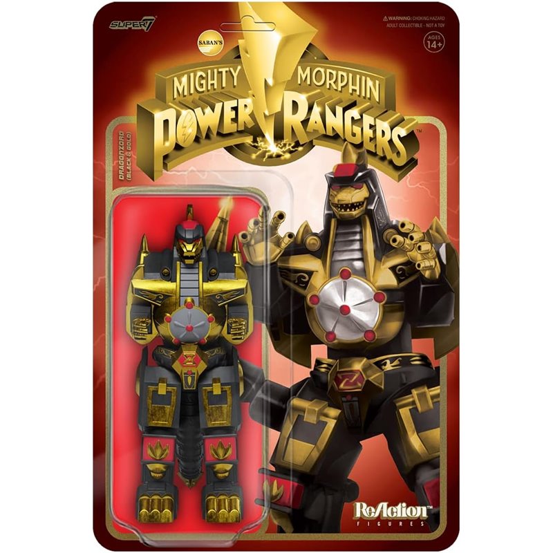 Figura Super 7 ReAction - Power Rangers Mighty Morphin: Dragonzord Black and Gold Figura Super 7 ReAction - Power Rangers Mighty Morphin: Dragonzord Black and Gold