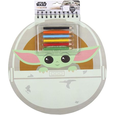 Conjunto Caderno + Lápis de Cores - Star Wars The Mandalorian
