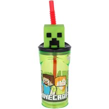 Copo 3D com Tampa e Palha 360 ML - Minecraft