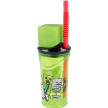 Copo 3D com Tampa e Palha 360 ML - Minecraft