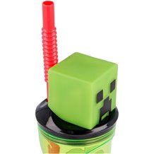 Copo 3D com Tampa e Palha 360 ML - Minecraft