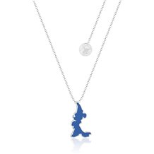 Colar Disney Fantasia Mickey Silueta Azul Com Banho De Ouro Branco