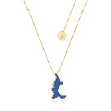 Colar Disney Fantasia Mickey Silueta Azul Com Banho De Ouro