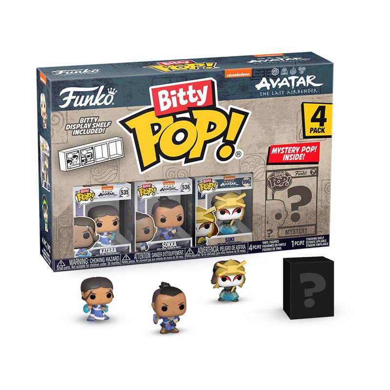 Funko Bitty Pop!: Avatar: The Last Airbender Mini Collectible Toys 4-Pack - Katara, Sokka, Suki & Mystery Chase Figure Funko Bitty Pop!: Avatar: The Last Airbender Mini Collectible Toys 4-Pack - Katara, Sokka, Suki & Mystery Chase Figure
