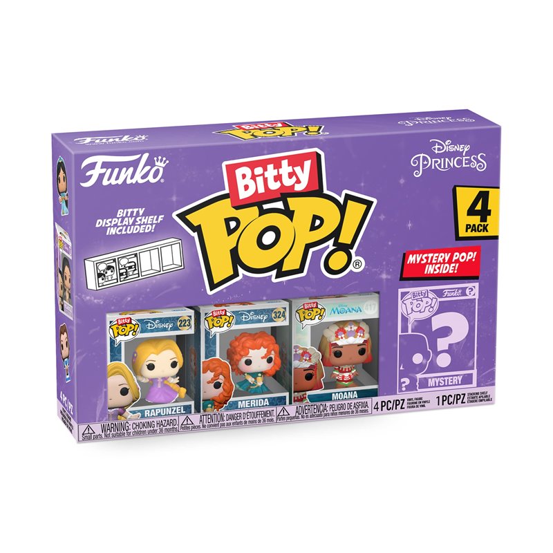 Funko Bitty Pop! Disney Princess Mini Collectible Toys 4-Pack - Rapunzel, Merida, Moana & Mystery Chase Figure Funko Bitty Pop! Disney Princess Mini Collectible Toys 4-Pack - Rapunzel, Merida, Moana & Mystery Chase Figure