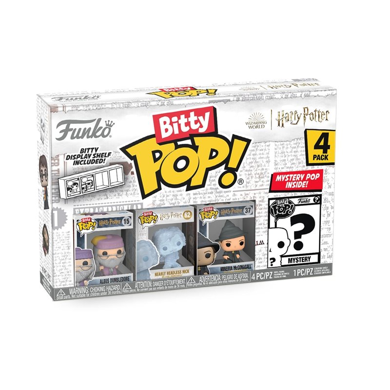 Funko Bitty Pop! Harry Potter Mini Collectible Toys 4-Pack - Albus Dumbledore, Nearly Headless Nick, Minerva McGonagall & Myster Funko Bitty Pop! Harry Potter Mini Collectible Toys 4-Pack - Albus Dumbledore, Nearly Headless Nick, Minerva McGonagall & Myster