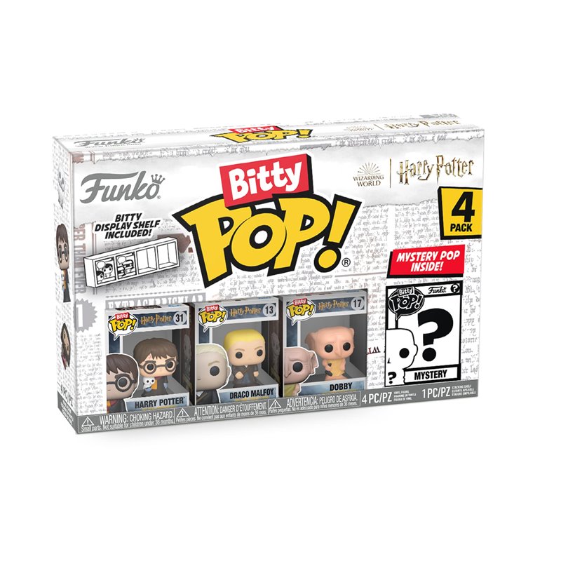 Funko Bitty Pop! Harry Potter Mini Collectible Toys 4-Pack - Harry Potter, Draco Malfoy, Dobby & Mystery Chase Figure Funko Bitty Pop! Harry Potter Mini Collectible Toys 4-Pack - Harry Potter, Draco Malfoy, Dobby & Mystery Chase Figure
