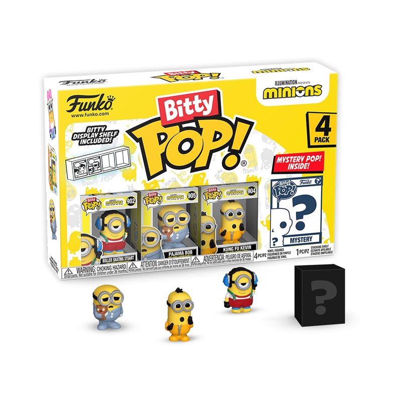 Funko Bitty Pop!: Minions Mini Collectible Toys 4-Pack - Roller Skating Stuart, Pajama Bob, Kung Fu Kevin, & Mystery Chase Figur Funko Bitty Pop!: Minions Mini Collectible Toys 4-Pack - Roller Skating Stuart, Pajama Bob, Kung Fu Kevin, & Mystery Chase Figur