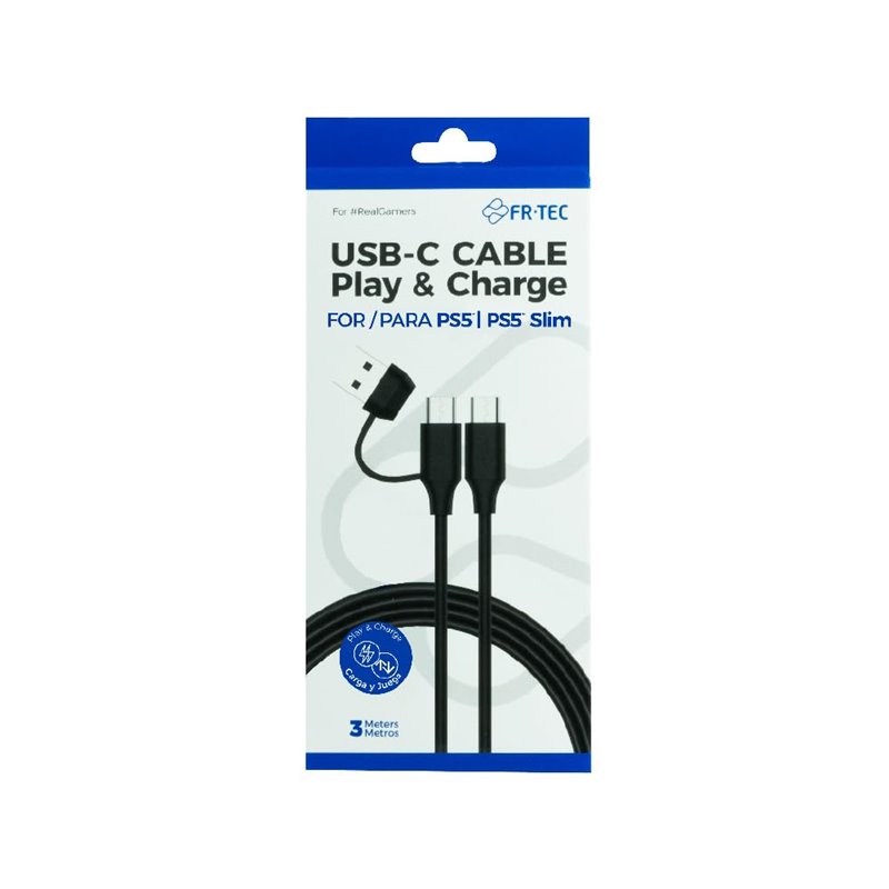 Cabo USB-C FR-TEC 3M - Charge & Play (PS5) Cabo USB-C FR-TEC 3M - Charge & Play (PS5)