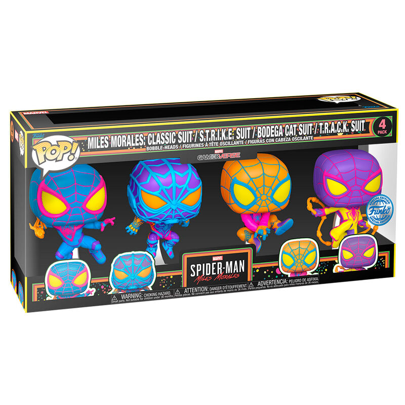 Blister 4 figuras POP Marvel Spiderman Miles Morales Exclusive Blister 4 figuras POP Marvel Spiderman Miles Morales Exclusive