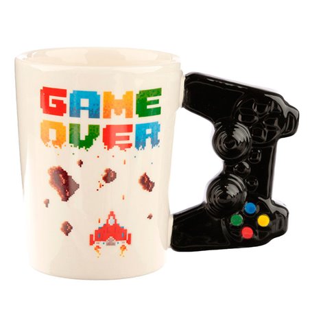 Caneca em Cerâmica Game Over com asa em formato de Comando