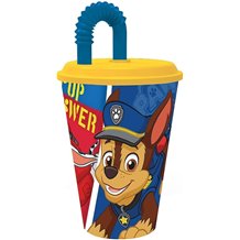 Copo 430 ML com Tampa e Palha - Paw Patrol