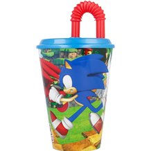 Copo 430 ML com Tampa e Palha - Sonic the Hedgehog