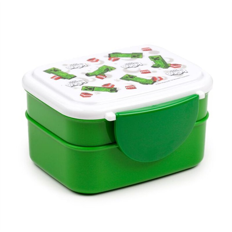 Lancheira Bento com fecho clip e talheres - Minecraft Creeper & TNT Lancheira Bento com fecho clip e talheres - Minecraft Creeper & TNT