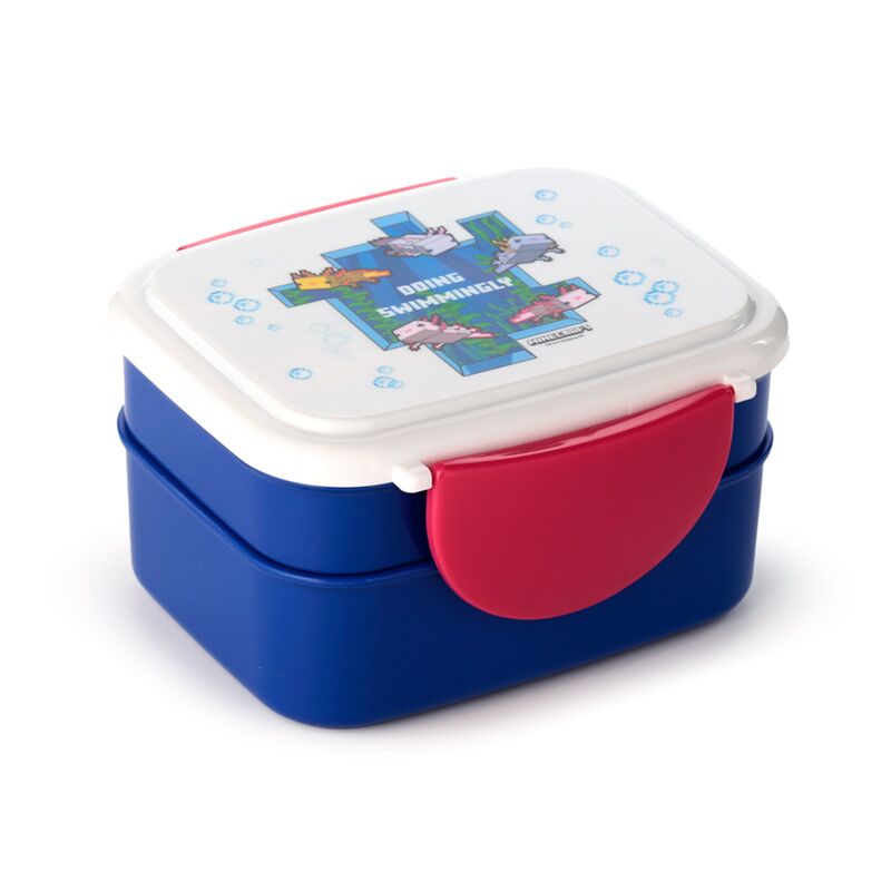 Lancheira Bento com fecho clip e talheres - Minecraft Axolote Lancheira Bento com fecho clip e talheres - Minecraft Axolote