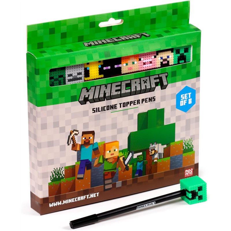 Caneta de Ponta Fina Minecraft com Topo de Silicone (Pack de 8)