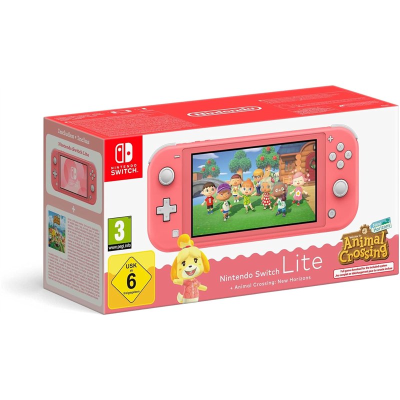 Consola Nintendo Switch Lite Coral + Animal Crossing New Horizons (Consola + Jogo Digital)