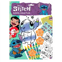 Conjunto de Atividades de Colorir - Disney Stitch (Folha de Autocolantes + Labirinto + 12 Folhas de Colorir + 6 Lápis de Cera)
