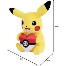 Peluche Pokémon - Pikachu with Pokeball Heart (18cm)