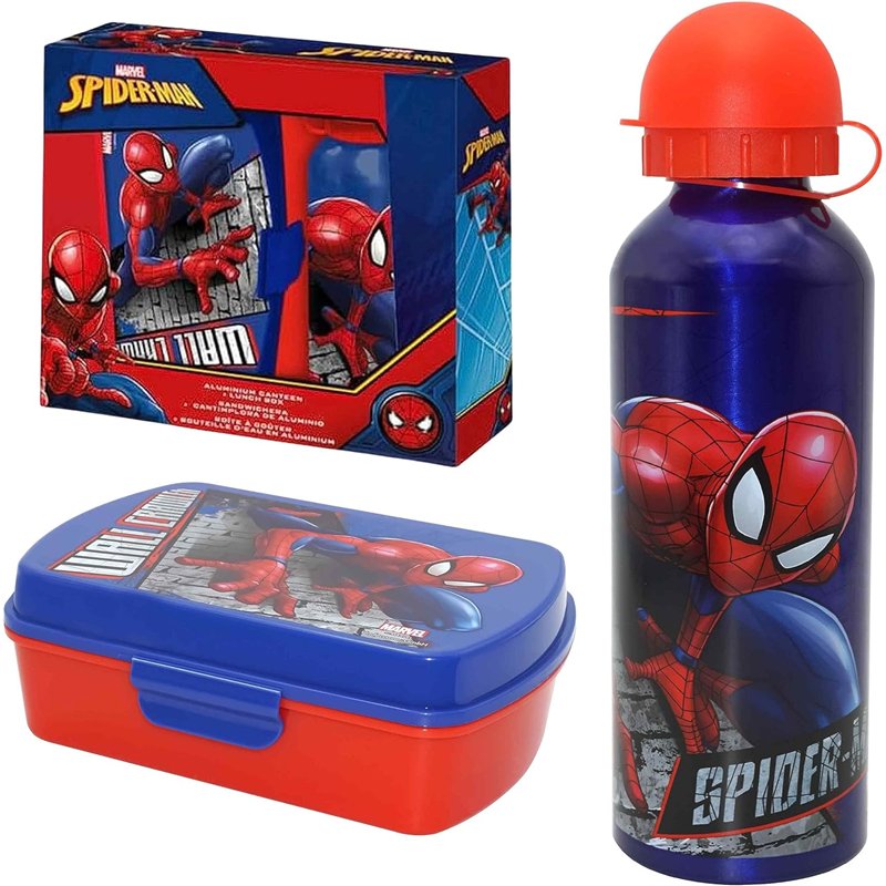 Garrafa Aluminio 500ml + Lancheira - Marvel Spiderman