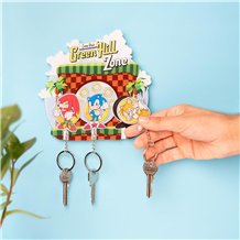 Suporte de Parede Com 3 Porta-Chaves Magnéticos - Sonic the Hedgehog