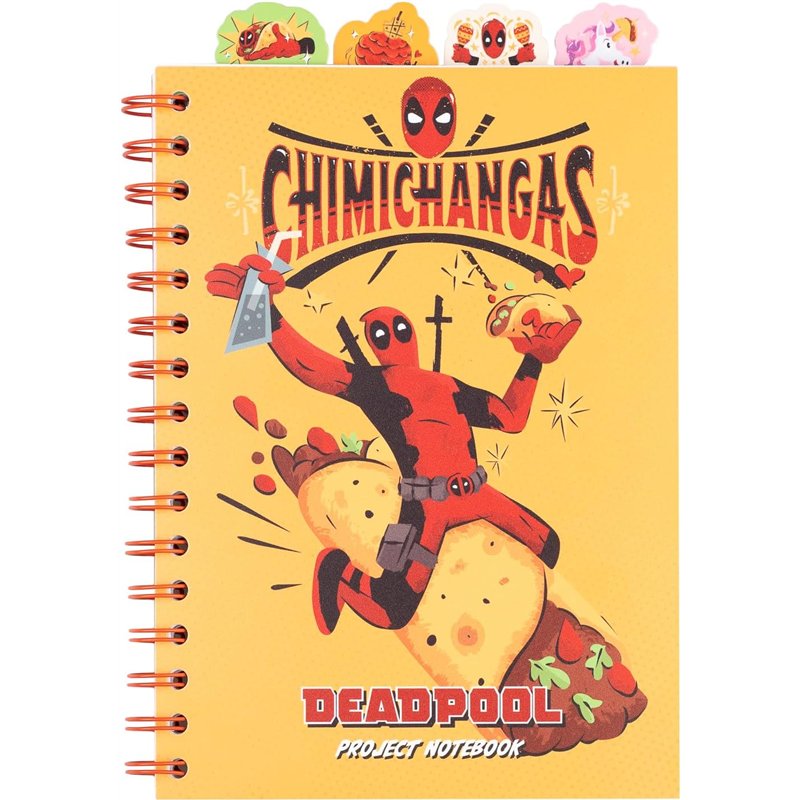 Caderno A5 com Marcadores - Project Notebook: Marvel Deadpool