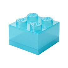 LEGO Storage Brick 4 Top Lid Glitter Light Blue