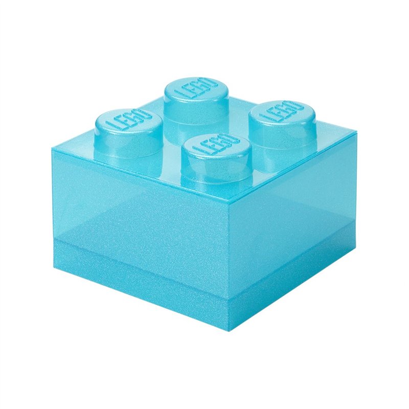 LEGO Storage Brick 4 Top Lid Glitter Light Blue