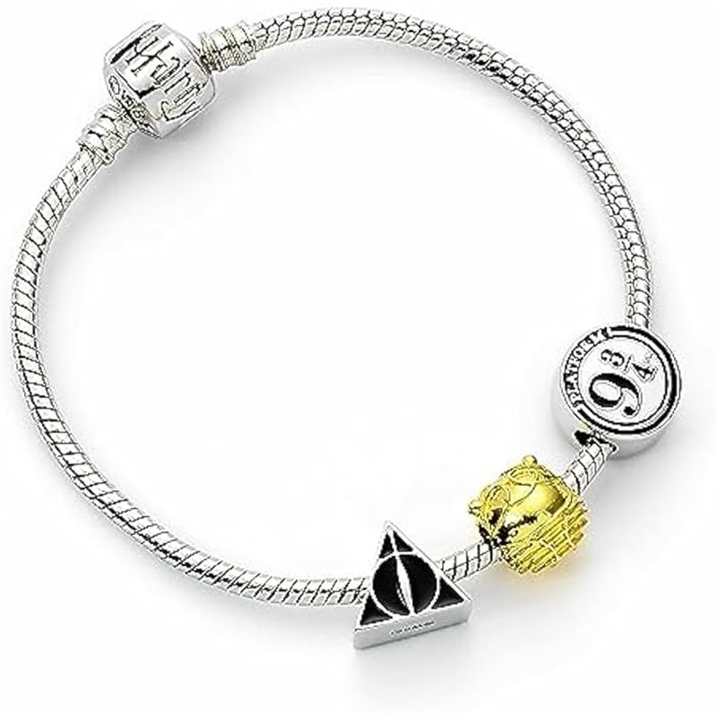 Pulseira com Charms - Harry Potter: Prateada com 3 Contas