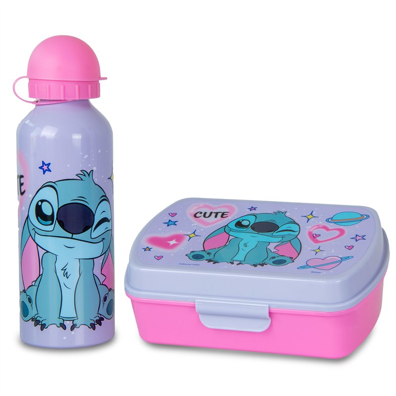 Garrafa de Alumínio + Lancheira - Stitch